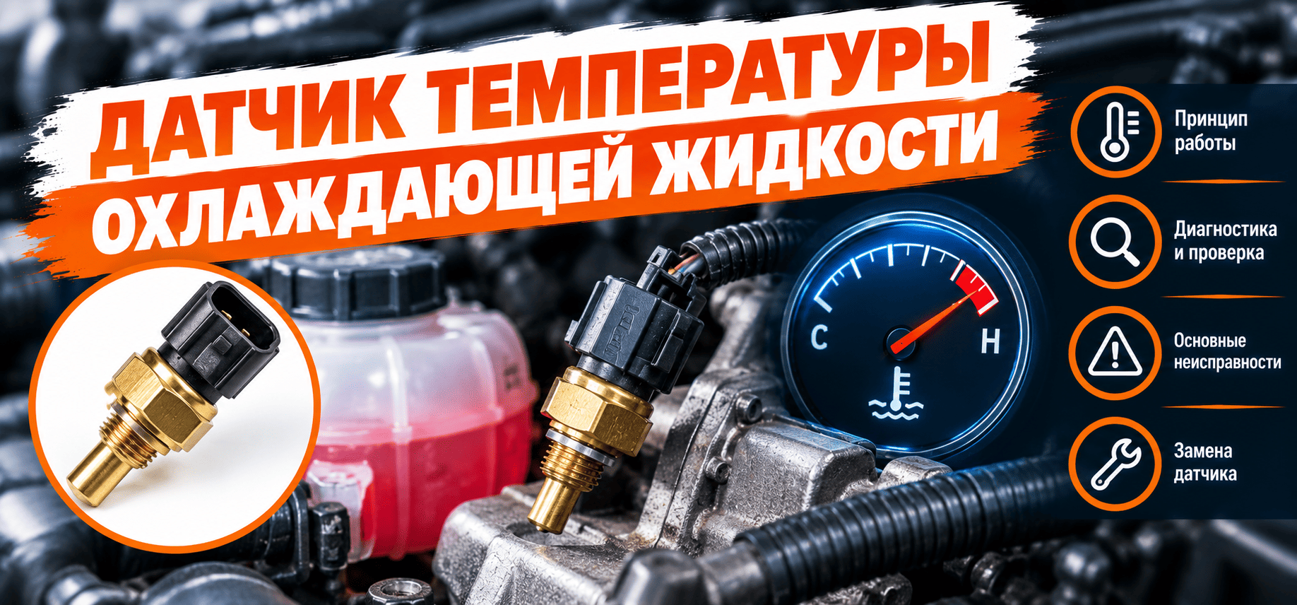 Датчик температуры охлаждающей жидкости: назначение, поломки и проверка